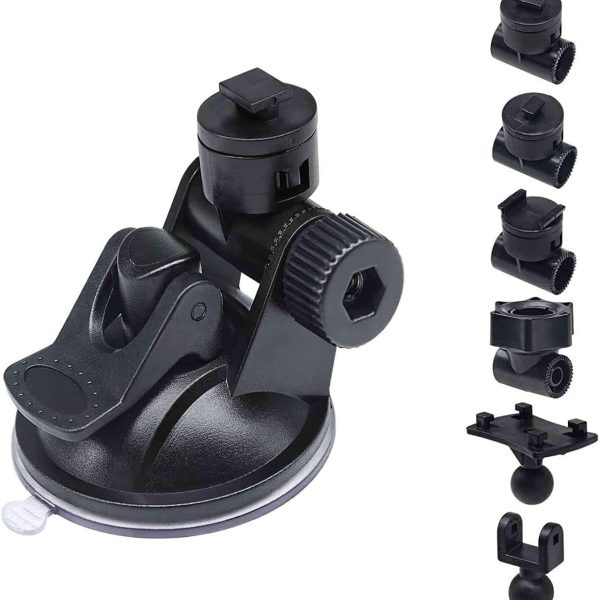 Suction Cup Dash Cam Mount (5th Gen) with 3 x 360-Degree Rotating Joints