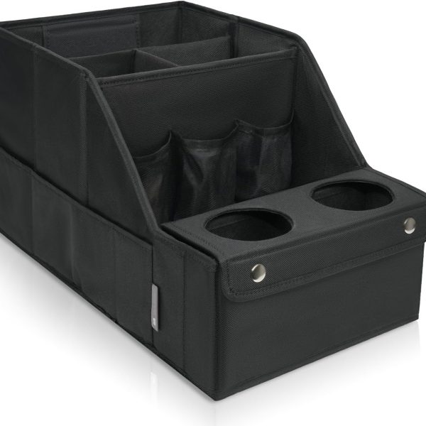 Car Seat Organizer- Backseat Car Organizer with 11 Storages Compartments and 2 Cup Holders, Organizers and Storage, Front Seat for Travel Kids,Black