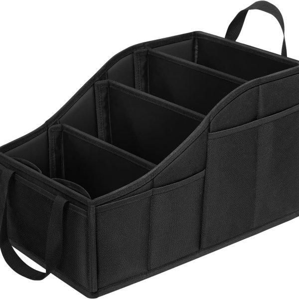 Car Seat Organizer Backseat Car Organizer with 4 Compartments, 4 Cup Holders and 7 Mesh Pockets for Front and Rear Seat, Black
